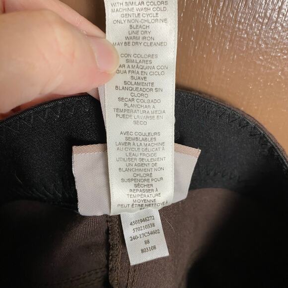 Chico's Sz 1 / M 8 Ponte Faux Pocket Pant Brown Pull On Elastic Stretch Waist - Picture 10 of 13